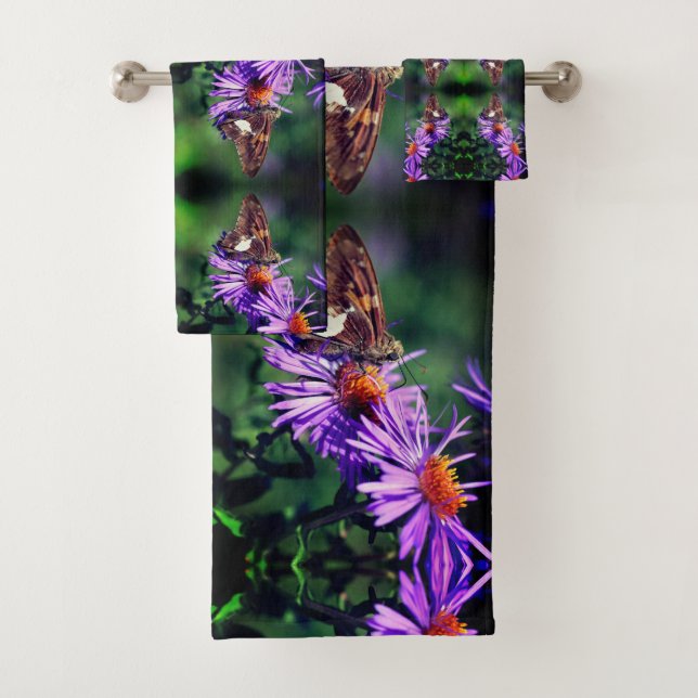 Conjunto De Toalhas Borboleta-Dama Pintada na Abstrato da Flor Aster (Insitu)