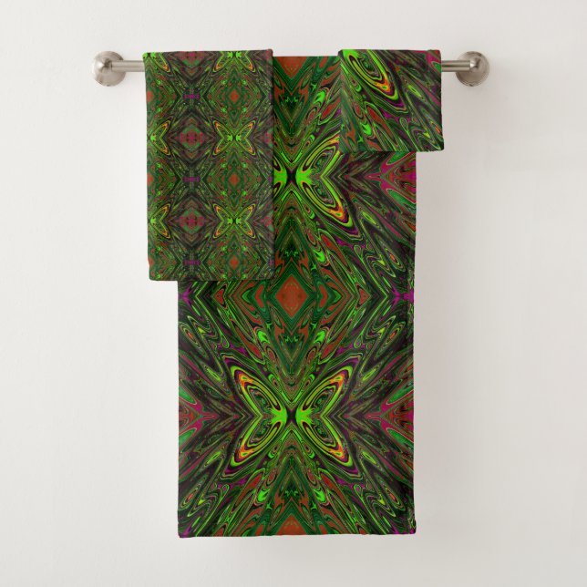 Conjunto De Toalhas Borboleta de Abstrato do Verde limão de Trippy (Insitu)