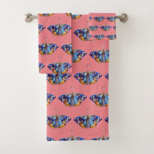 Conjunto De Toalhas Borboleta de coloração aquosa colorida