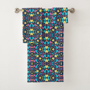Conjunto De Toalhas Borboleta de cores vivas e padrão floral