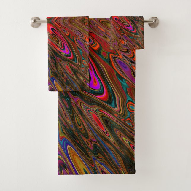 Conjunto De Toalhas Borboleta Laranja e Magenta Trippy Abstrata (Insitu)