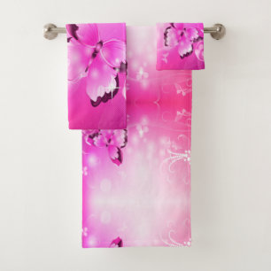Conjunto De Toalhas Borboleta magenta