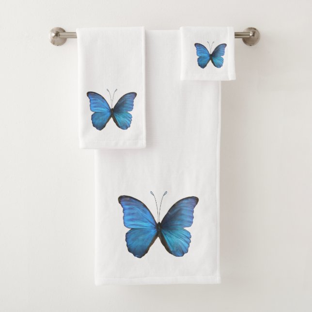 Conjunto De Toalhas Borboleta Morfo Azul Grande (Insitu)