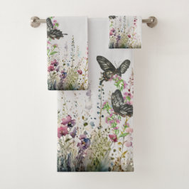 Conjunto De Toalhas Borboleta-Rosa de-Ceilão pintada à mão