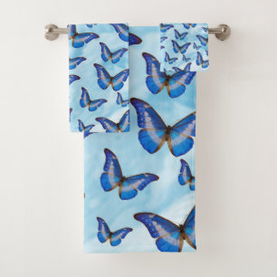 Conjunto De Toalhas Borboletas Azuis