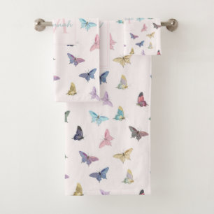 Conjunto De Toalhas Borboletas de aquarela elegantes Design