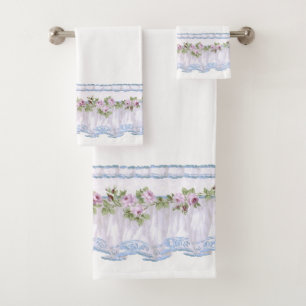 Conjunto De Toalhas Borda bonito Floral Roxal Roxal