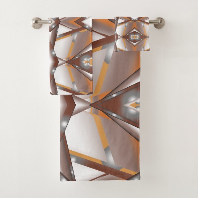 Conjunto De Toalhas Borda Dentada Concêntrica Arte Ombre Tom Terra (Insitu)