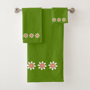 Conjunto De Toalhas Borda Flor - Retrato Avocado Verde