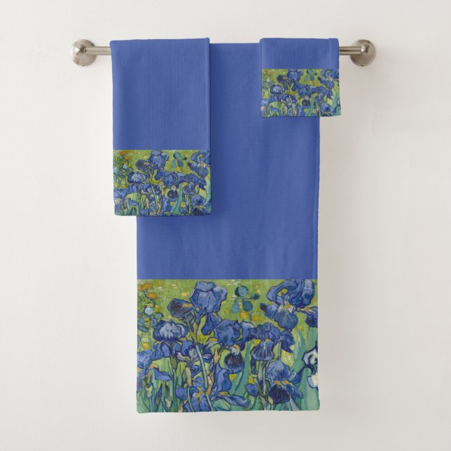 Conjunto De Toalhas Borda Íris Floral no Fundo Azul Médio (Insitu)