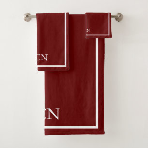 Conjunto De Toalhas Bordado Clássico Vermelho Borgonha Branco