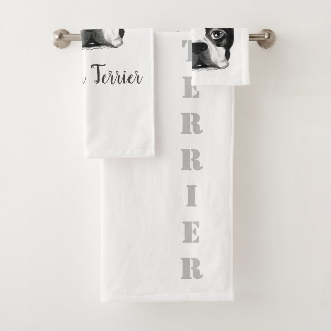Conjunto De Toalhas Boston Terrier Bath Towel Set (Insitu)