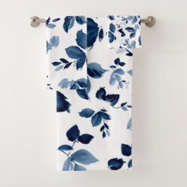 Conjunto De Toalhas Botânica de Marinho Moderno e de Cores Brancas