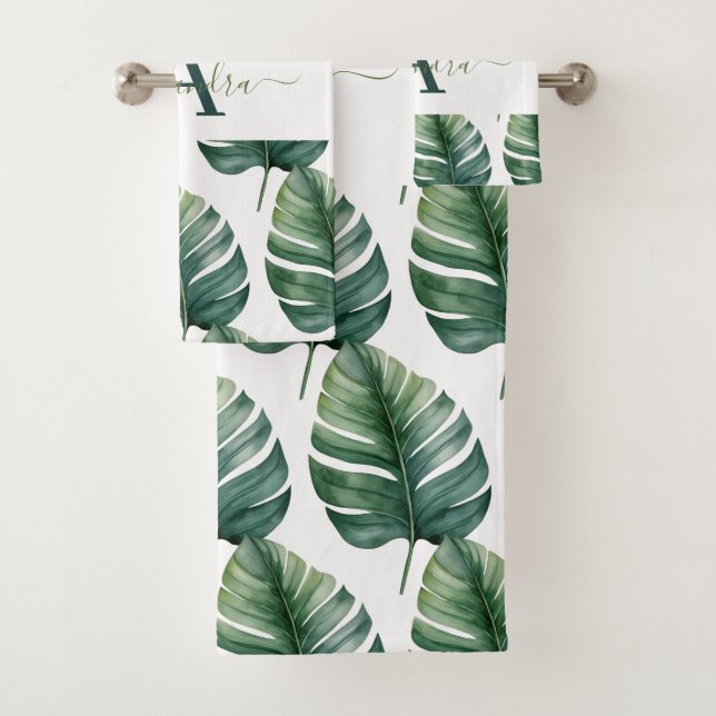 Conjunto de Toalhas Botânicas de Monstera Elegante (Insitu)