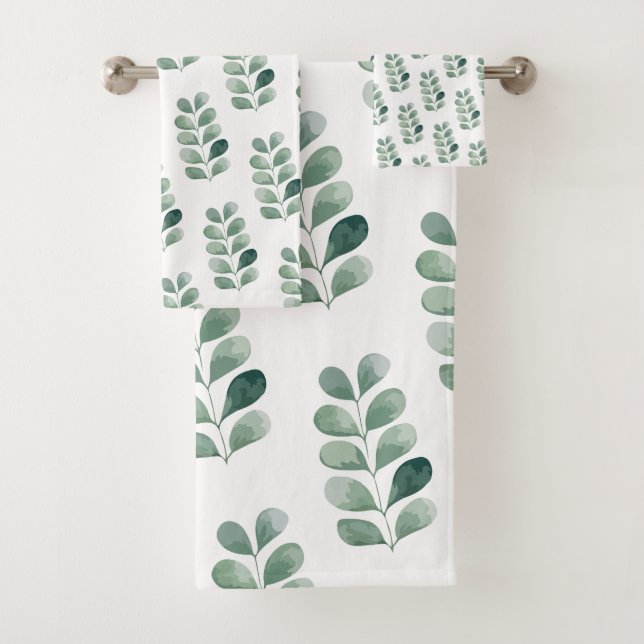 Conjunto De Toalhas Botânico Artístico em Aquarela (Insitu)