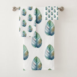 Conjunto De Toalhas Botânico Artístico em Aquarela