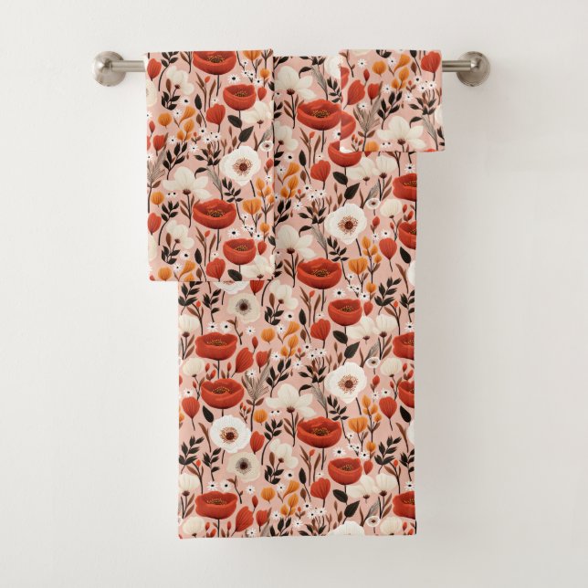 Conjunto De Toalhas Botânico Boho Queda Flores Selvagens Padrão de Pra (Insitu)