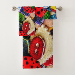 Conjunto De Toalhas Botões decorativos coloridos