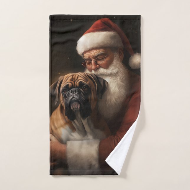 Conjunto De Toalhas Boxeador Com Papai Noel Natal Festivo (Toalha de mão)