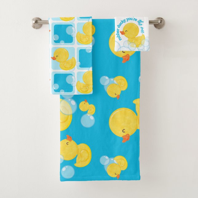 Conjunto De Toalhas Boy Watercolor Rubber Duck (Insitu)