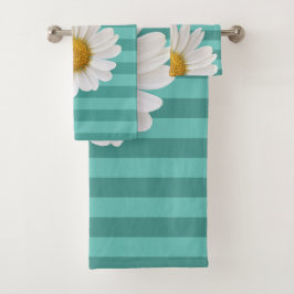Conjunto De Toalhas Branca Daisy Teal Strike Personalizado