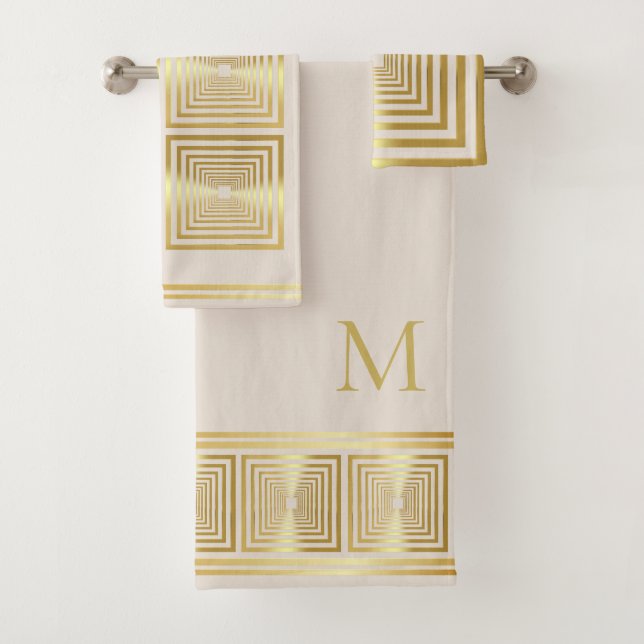 Conjunto de toalhas branco creme luxuoso com monog (Insitu)
