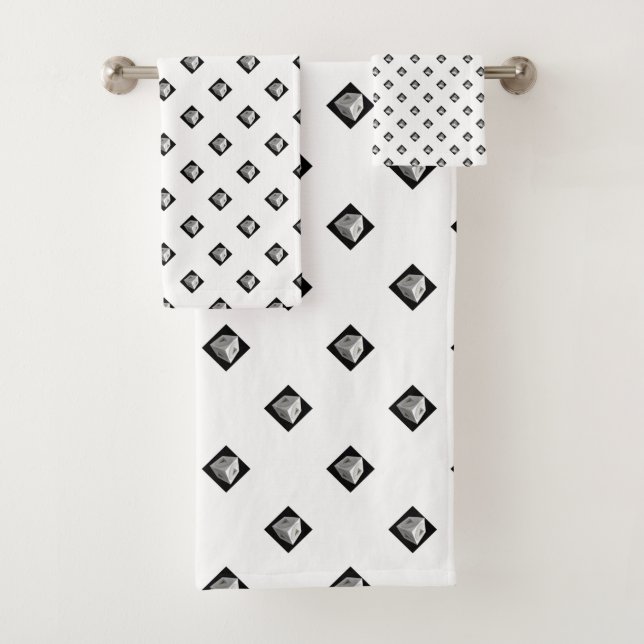 Conjunto De Toalhas Branco de repetição do cubo em pirâmide (Insitu)