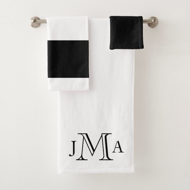 Conjunto De Toalhas Branco do Monograma Preto (Insitu)