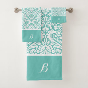 Conjunto De Toalhas Branco e turquesa