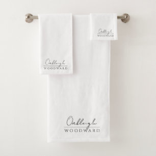 Conjunto De Toalhas Branco Mínimo Elegante Monograma
