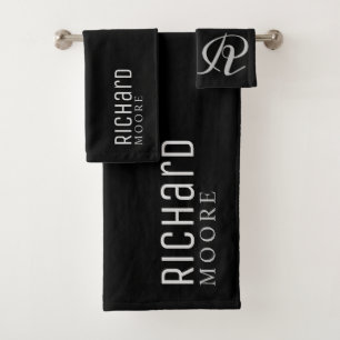 Conjunto De Toalhas branco preto-claro minimalista moderno
