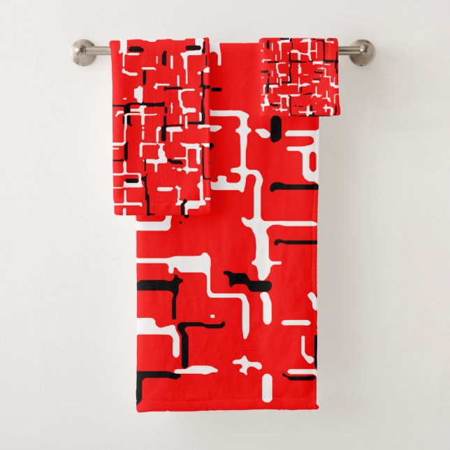 Conjunto De Toalhas Branco preto vermelho (Insitu)