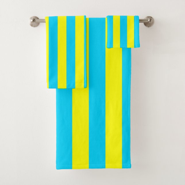 Conjunto De Toalhas Bright Blue and Yellow Stripes  (Insitu)