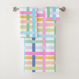 Conjunto De Toalhas Bright Rainbow Plaid Bath Towel - Colourful Pastel