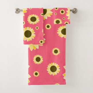 Conjunto De Toalhas Bright Sunflowers on Pink