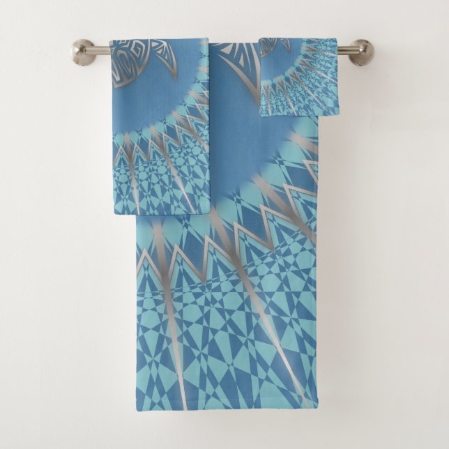 Conjunto De Toalhas "Brilho da Tartaruga de Prata" | Mandala Tropical (Insitu)