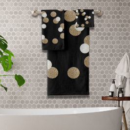 Conjunto De Toalhas brilho minimalista preto champanhe dourado confete