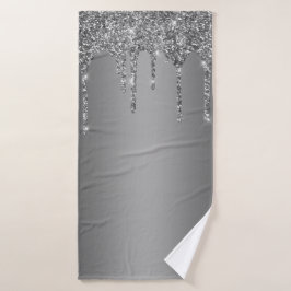 Conjunto De Toalhas Brilho Prateado Brilha Gotas Chic