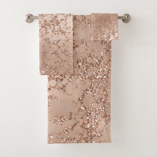 Conjunto De Toalhas Brilho Rosa Rosa Choque Glamouroso Chic (Insitu)
