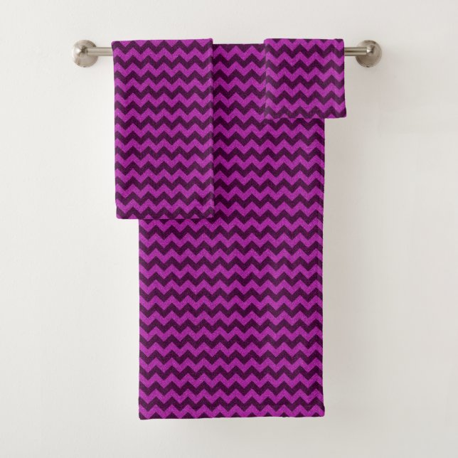 Conjunto De Toalhas Brilho Zigue-Zague Roxo (Insitu)
