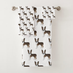 Conjunto De Toalhas Brindle Boston Terrier Cute Cartoon Dog Padrão