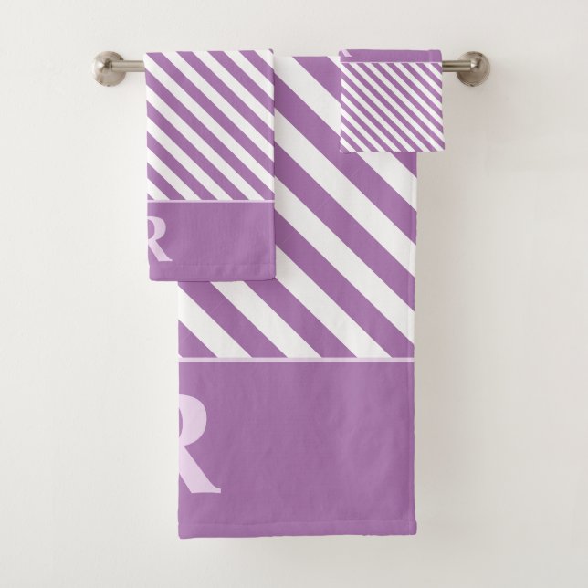 Conjunto De Toalhas Brisas Púrpuras/Brancas Personalizadas (Insitu)