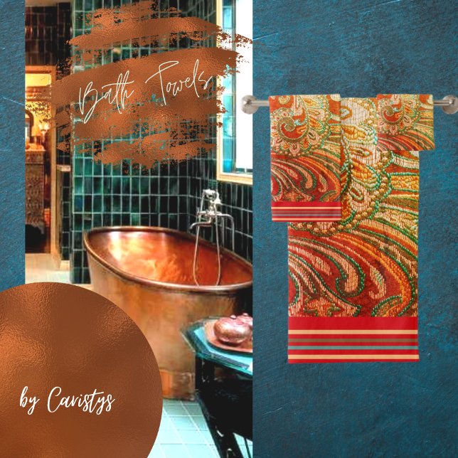 Conjunto De Toalhas Brocade Amarelo Vermelho Elegante (Criador carregado)