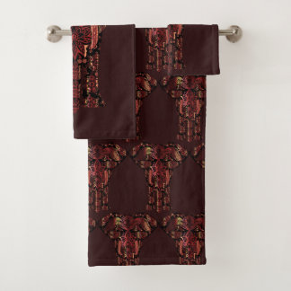 Conjunto De Toalhas Bronze & elefantes marrons escuros