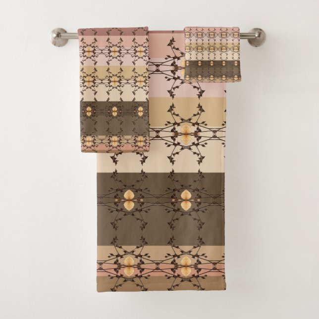 Conjunto De Toalhas Brown And Peach Stripe (Insitu)