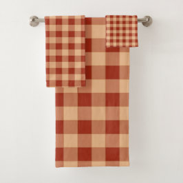 Conjunto De Toalhas Brown Checkered Gingham Pattern