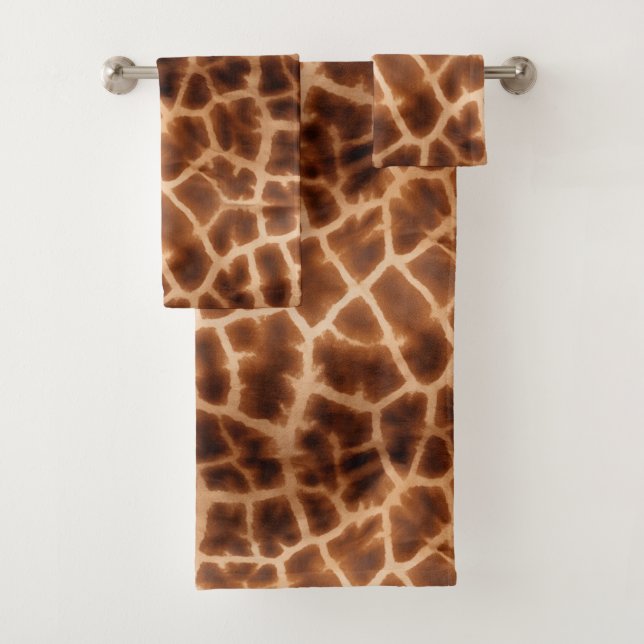 Conjunto De Toalhas Brown Giraffe Impressão (Insitu)