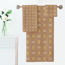 Conjunto De Toalhas Brown Line Pattern Towel