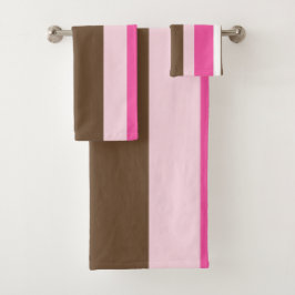Conjunto De Toalhas Brown & Pink White Stripe Bathroom Towel Sets 