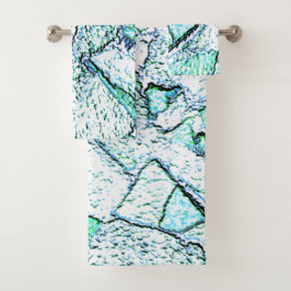 Conjunto De Toalhas Bruto como pedra, numa mistura de ciano e menta